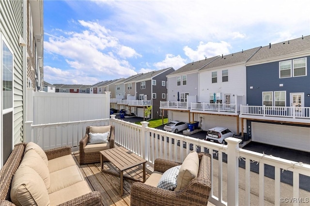 6812 Leire Ln, Chesterfield, VA 23832 - deck featuring a residential view, outdoor lounge area, and an attached garage