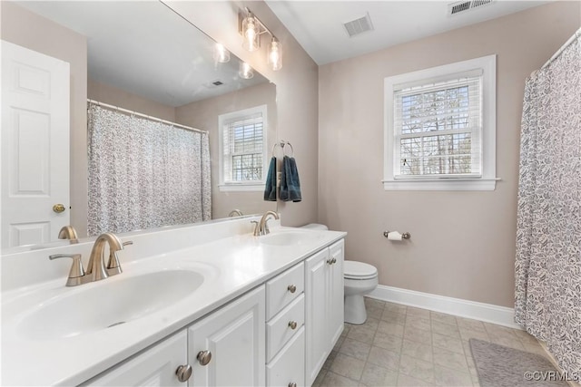 8500 Baldwin Creek Rd, Chesterfield, VA 23832 - full bath featuring toilet, baseboards, visible vents, and a sink