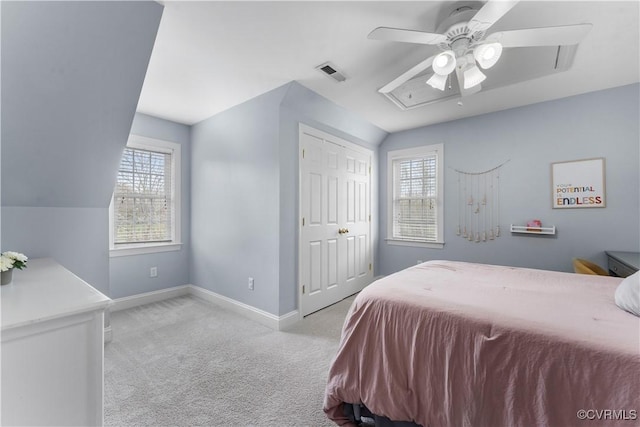 8500 Baldwin Creek Rd, Chesterfield, VA 23832 - bedroom featuring visible vents, baseboards, multiple windows, and light colored carpet