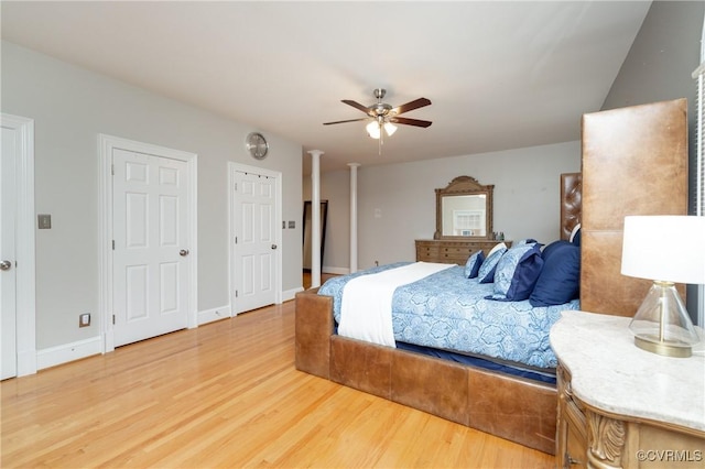 4900 Wellington Farms Dr, Chester, VA 23831 - bedroom with light wood-style flooring and a ceiling fan