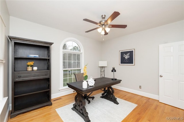 4900 Wellington Farms Dr, Chester, VA 23831 - office area featuring light wood-style floors and a ceiling fan