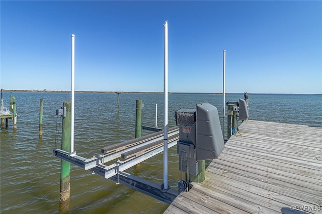 view of dock featuring a water view