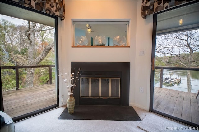 details with baseboards and carpet