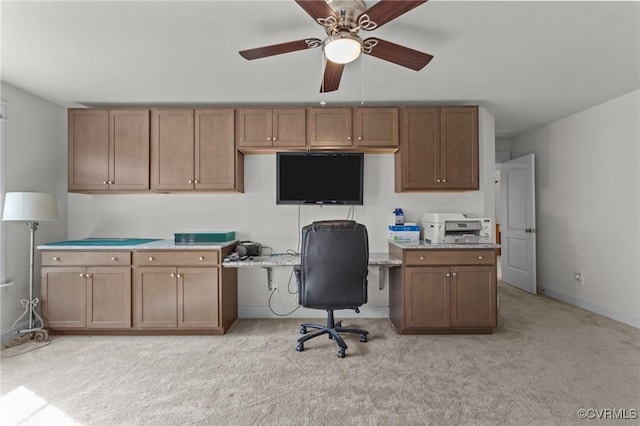 5530 Tyshire Pkwy, Providence Forge, VA 23140 - office area with light carpet, a ceiling fan, and baseboards