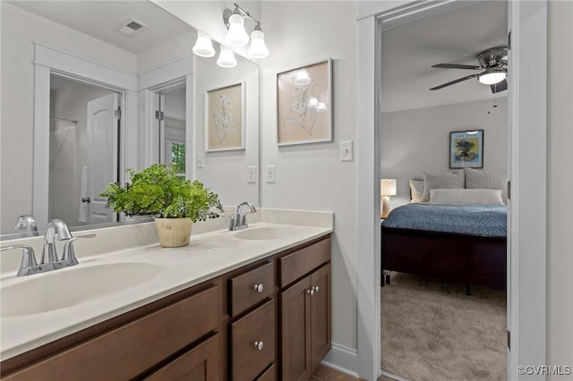 5530 Tyshire Pkwy, Providence Forge, VA 23140 - ensuite bathroom featuring ceiling fan and double vanity