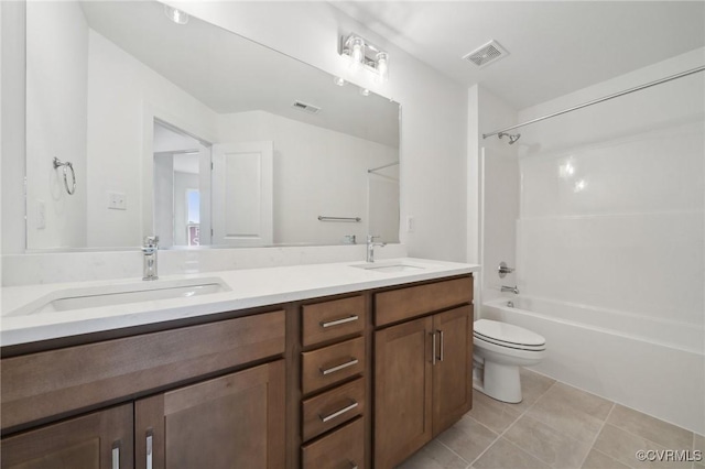 12129 Morning Walk, Henrico, VA 23233 - full bath featuring double vanity, toilet, shower / tub combination, and tile patterned flooring
