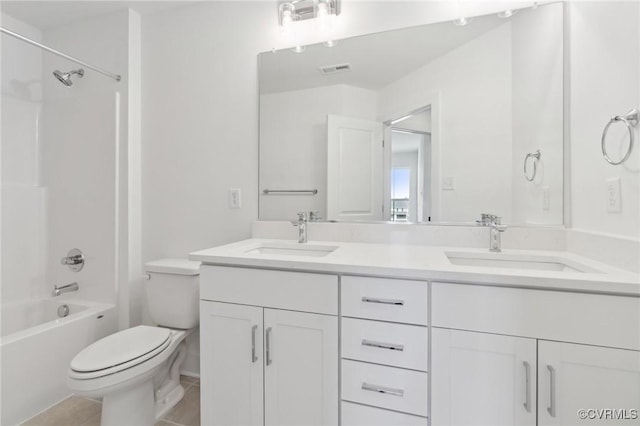 12127 Morning Walk, Henrico, VA 23233 - full bath with double vanity, toilet, tub / shower combination, and tile patterned flooring