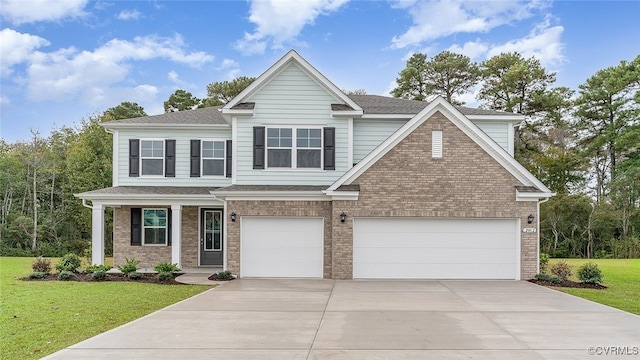 16900 Barmer Dr, Chesterfield, VA 23838 - view of front of property with brick siding, a garage, a front yard, and concrete driveway