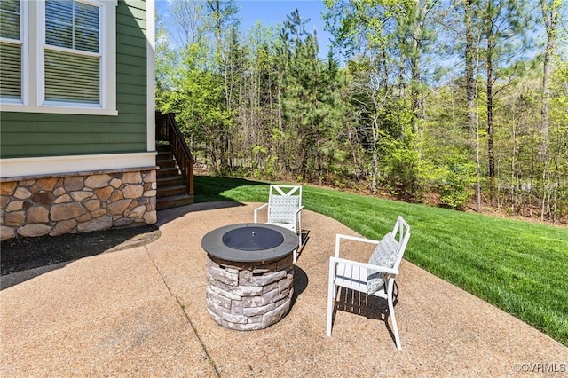 1300 Baltrey Ln, Midlothian, VA 23112 - view of patio / terrace with a fire pit and stairs