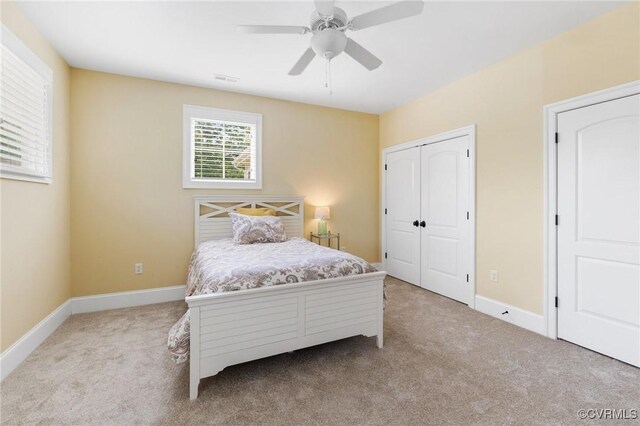 1300 Baltrey Ln, Midlothian, VA 23112 - bedroom with carpet, baseboards, ceiling fan, and a closet