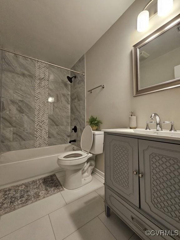 3109 Comet Rd, Richmond, VA 23294 - full bathroom featuring vanity,  shower combination, tile patterned floors, and toilet