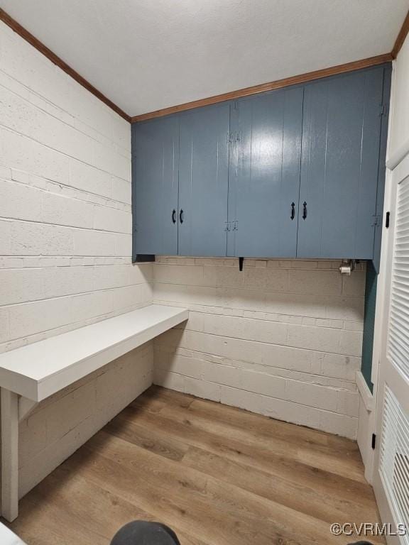 3109 Comet Rd, Richmond, VA 23294 - mudroom with concrete block wall, ornamental molding, and wood finished floors