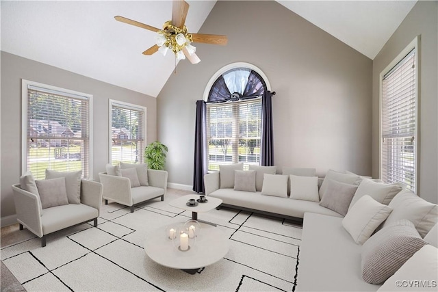 106 Kennon Pointe Ct, Colonial Heights, VA 23834 - living area with vaulted ceiling, plenty of natural light, a ceiling fan, and light carpet