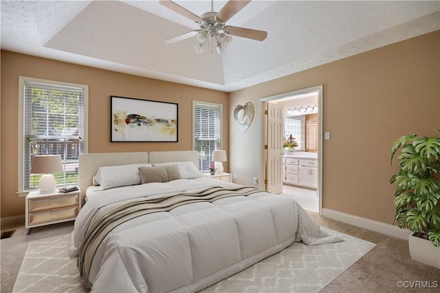 106 Kennon Pointe Ct, Colonial Heights, VA 23834 - bedroom with light carpet, baseboards, a textured ceiling, and ensuite bathroom