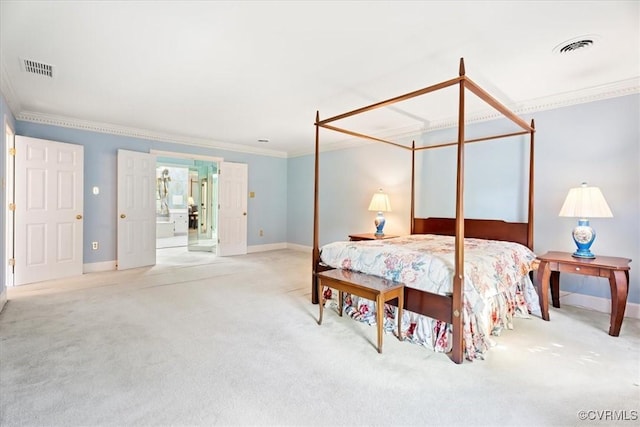 419 Dellbrooks Pl, Henrico, VA 23238 - carpeted bedroom featuring crown molding, baseboards, and ensuite bath