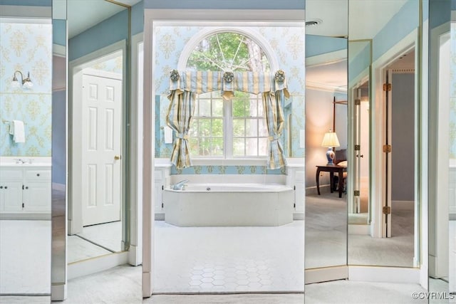 419 Dellbrooks Pl, Henrico, VA 23238 - full bathroom featuring a garden tub and vanity