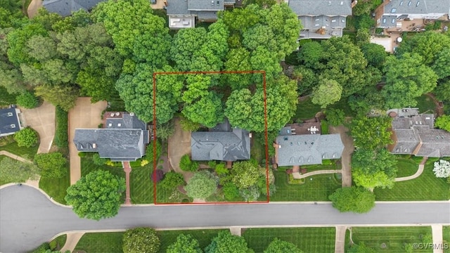 419 Dellbrooks Pl, Henrico, VA 23238 - aerial perspective of suburban area featuring property parcel outlined