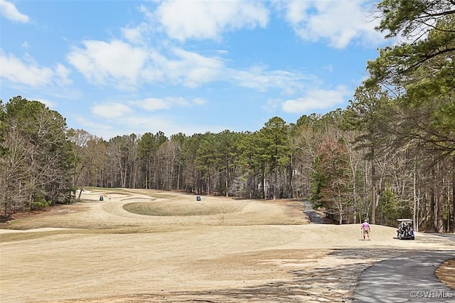 surrounding community with a wooded view