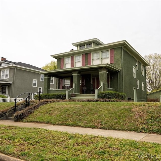 3220 Cliff Ave, Richmond, VA 23222 - american foursquare style home with a porch and stucco siding