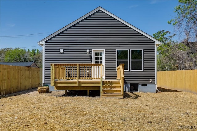 427 Harding St, Petersburg, VA 23803 - rear view of property with a fenced backyard, crawl space, and a deck