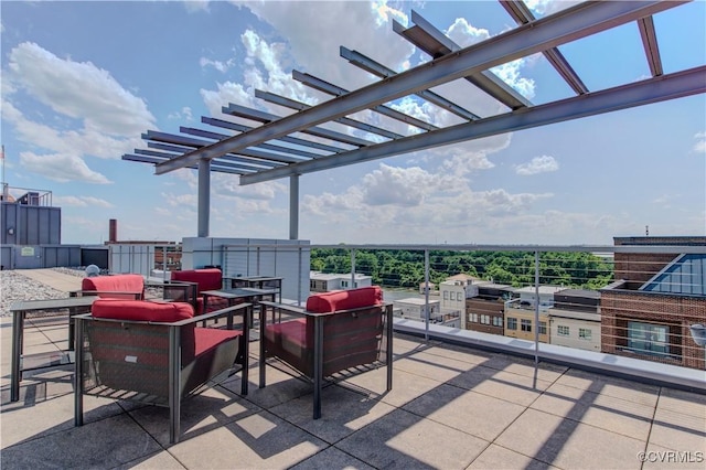 view of patio featuring a pergola and outdoor lounge area