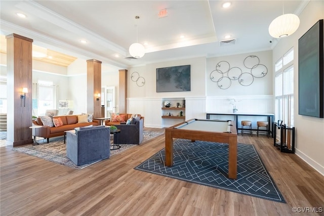 4188 Park Trail Dr Unit U-5, Henrico, VA 23223 - recreation room featuring pool table, wainscoting, visible vents, crown molding, and wood finished floors