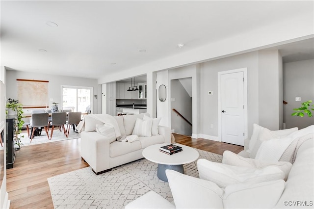 living room with light wood-type flooring
