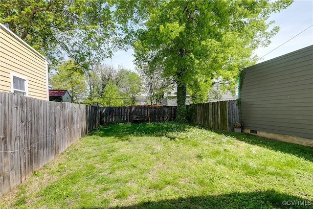 view of yard featuring a fenced backyard