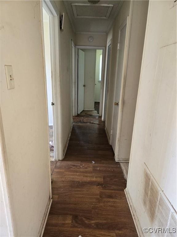 2306 Brockway Ln, Fairfield, VA 23223 - hallway with attic access and dark wood-type flooring