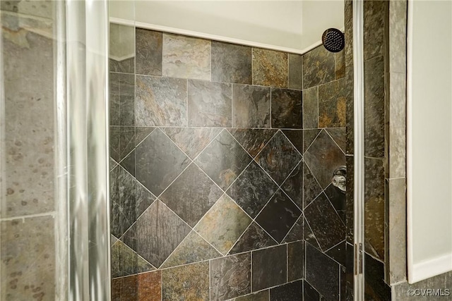interior details featuring tiled shower