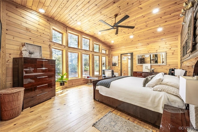 2793 Huguenot Springs Rd, Powhatan, VA 23113 - bedroom featuring wood ceiling, multiple windows, wood-type flooring, and wood walls