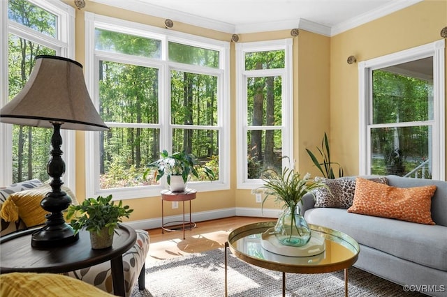 sunroom featuring baseboards and a wealth of natural light
