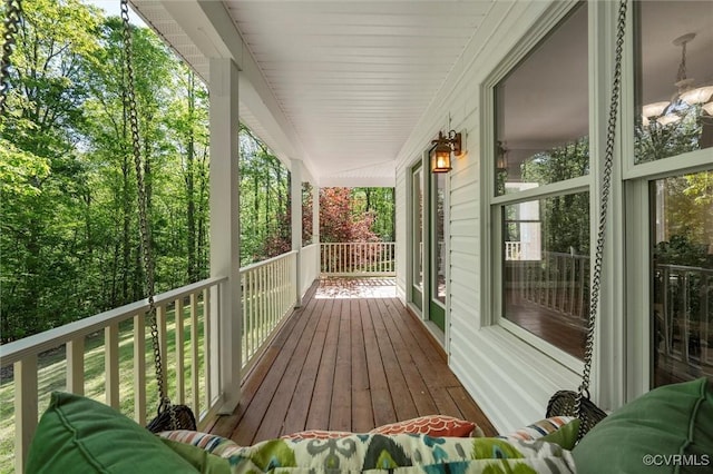 deck with covered porch