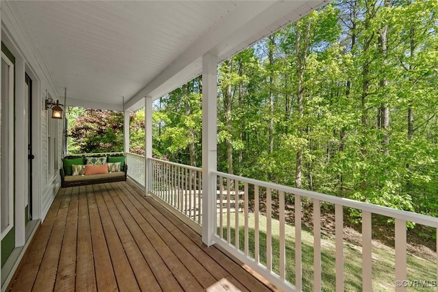 wooden terrace with covered porch