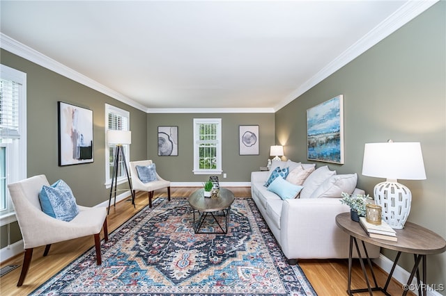 12911 Chipstead Rd, Chester, VA 23831 - living area with crown molding, plenty of natural light, wood finished floors, and baseboards