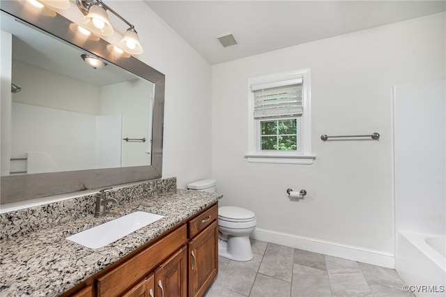 12911 Chipstead Rd, Chester, VA 23831 - bathroom featuring vanity, toilet, baseboards, and bathing tub / shower combination