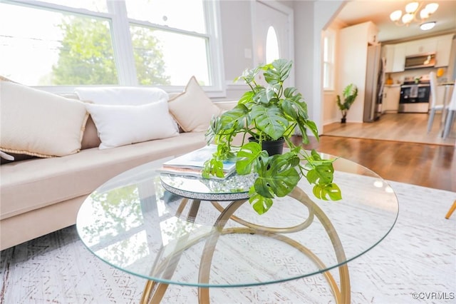 living area featuring light wood-style floors