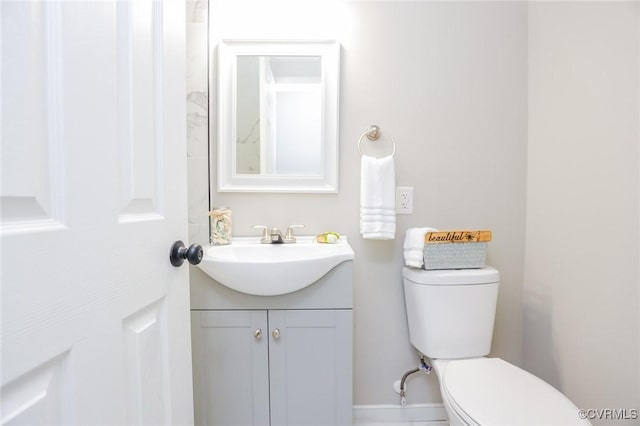 half bathroom with toilet and vanity