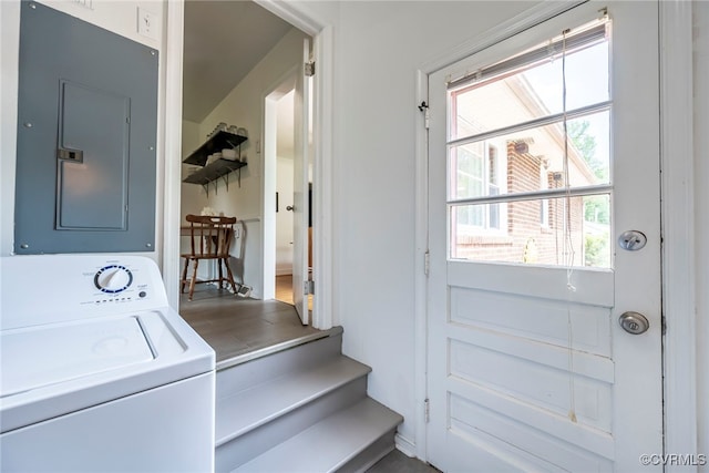 laundry area with laundry area, washer / clothes dryer, and electric panel