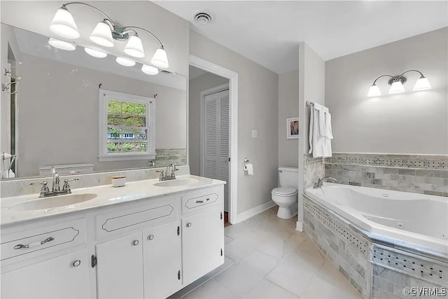 331 Harwick, North Chesterfield, VA 23236 - bathroom featuring visible vents, a sink, a whirlpool tub, and toilet