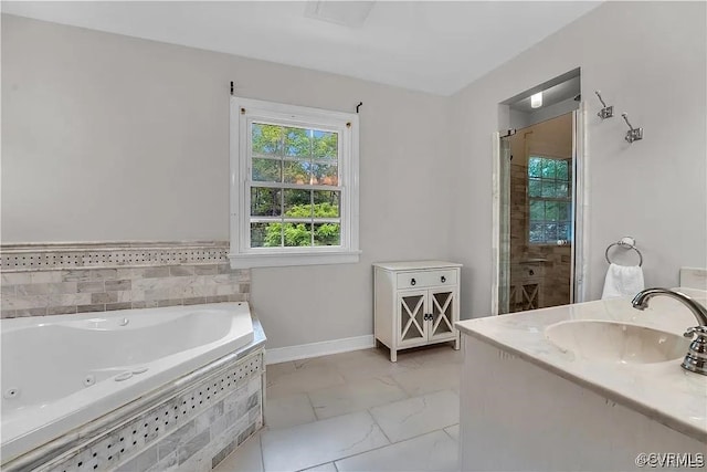 331 Harwick, North Chesterfield, VA 23236 - full bath featuring marble finish floor, tiled shower, a sink, and a jetted tub