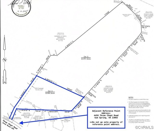 0 Three Chopt Rd, Gum Spring, VA 23065 - survey map / technical document