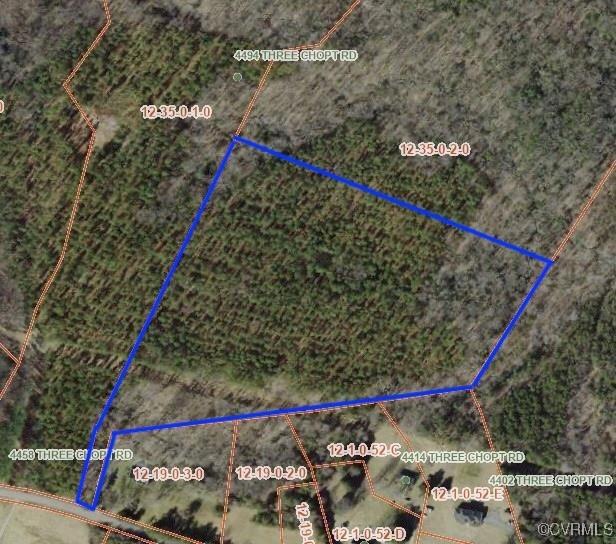 0 Three Chopt Rd, Gum Spring, VA 23065 - map of property location featuring property parcel outlined