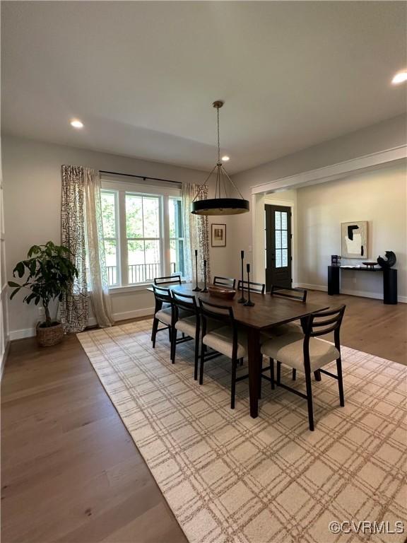 0 Three Chopt Rd, Gum Spring, VA 23065 - dining room featuring baseboards, light wood-style floors, and recessed lighting