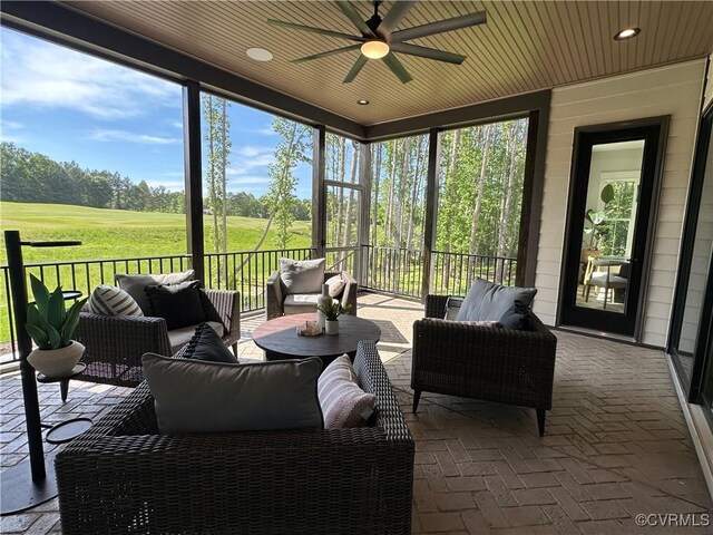 0 Three Chopt Rd, Gum Spring, VA 23065 - sunroom with outdoor lounge area, ceiling fan, and plenty of natural light
