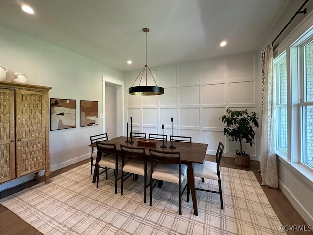 0 Three Chopt Rd, Gum Spring, VA 23065 - dining space with a decorative wall, recessed lighting, baseboards, and light wood finished floors