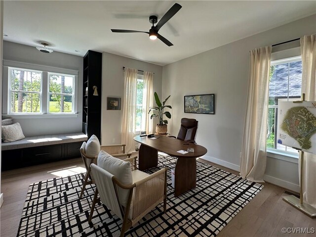 0 Three Chopt Rd, Gum Spring, VA 23065 - office featuring a ceiling fan, wood finished floors, and baseboards