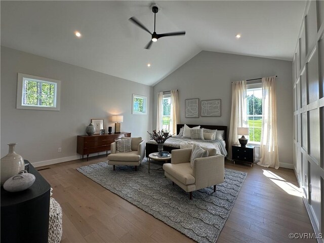 0 Three Chopt Rd, Gum Spring, VA 23065 - bedroom featuring lofted ceiling, wood finished floors, baseboards, recessed lighting, and ceiling fan