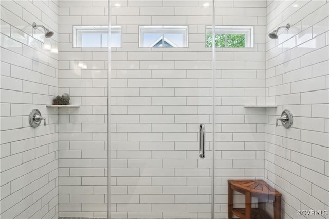 full bathroom featuring a shower stall