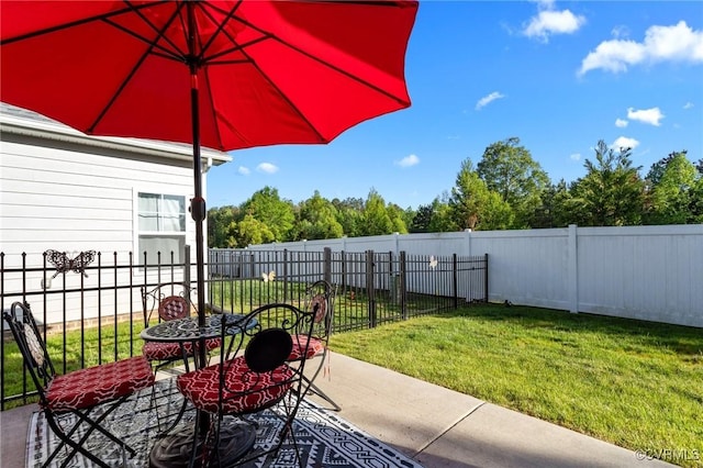 view of patio featuring fence private yard